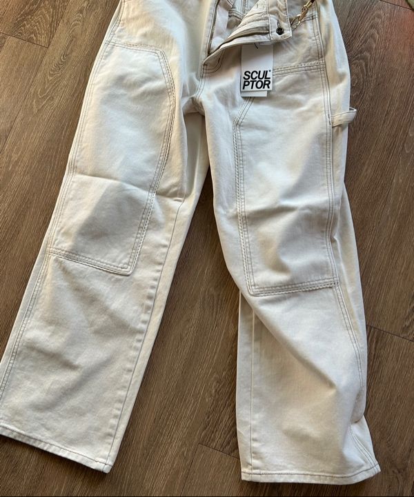 MUSINSA | SCULPTOR Lace Double Knee Pants Peach Twill