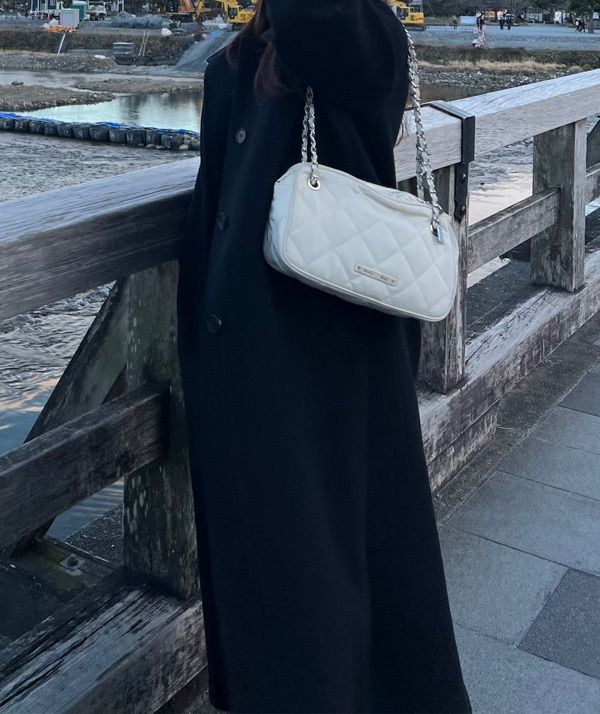 MUSINSA | MATIN KIM PENDANT FABRIC QUILTING MIDDLE BAG_BLACK