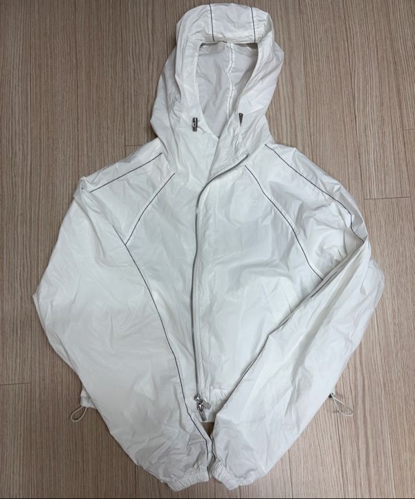 MUSINSA | MATIN KIM MATIN CROP HOODY COATING JUMPER IN WHITE