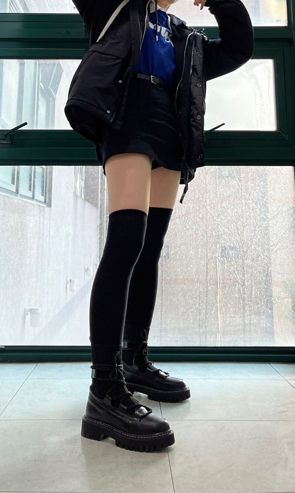 SALT AND CHOCOLATE ■ Lace-up chunky sole knit sock boots MUSINSA | SALT AND CHOCOLATE Lace-up chunky sole knit sock
