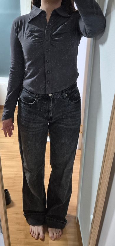 MUSINSA公式 | AVANDRESS Nicole Cara Shirring Shirt CHARCOAL