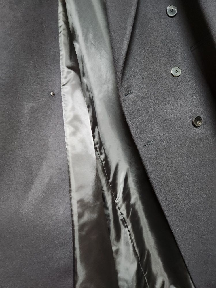 MUSINSA | INSILENCE Mapel Cashmere Peaked Double Coat DARK NAVY