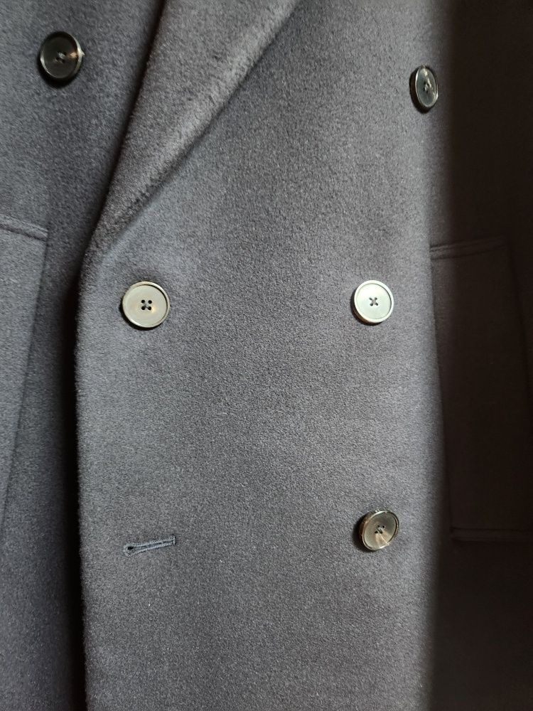 MUSINSA | INSILENCE Mapel Cashmere Peaked Double Coat DARK NAVY