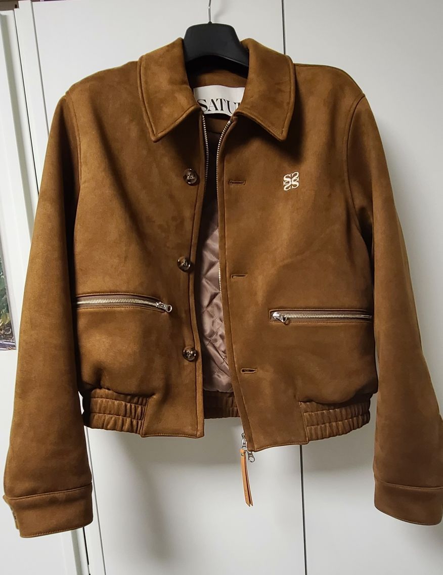 MUSINSA公式 | SATUR (W) Theo Fox Suede Short Jacket Camel Brown