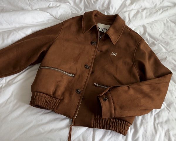 MUSINSA公式 | SATUR (W) Theo Fox Suede Short Jacket Camel Brown