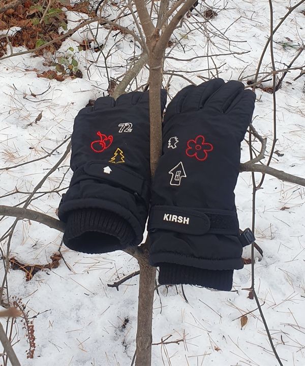 MUSINSA | KIRSH Quilted padded stitch gloves [black]