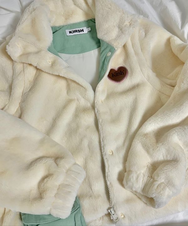MUSINSA | KIRSH Pocket point two-way cropped fur jacket [ivory]
