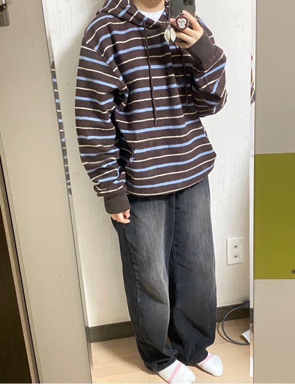 MUSINSA | YESEYESEE YES Stripe Hoodie Brown