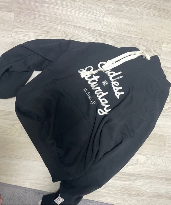 MUSINSA | SATUR Endless Saturday Hooded Sweatshirt Classic Black