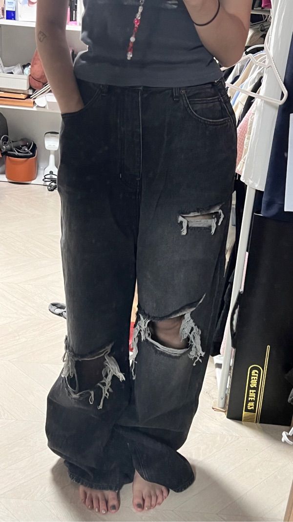 ◆as if calie◆ DESTROYED WASHING DENIM PANTS BLACK CA23CPT0 MUSINSA | ASIF CALIE DESTROYED WASHING DENIM PANTS BLACK