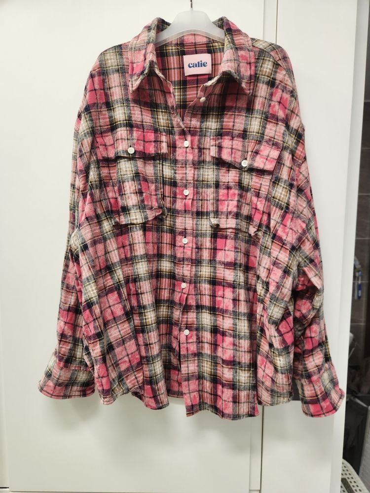 MUSINSA | ASIF CALIE DIRTYWASHING OVERFIT CHECK SHIRT PINK