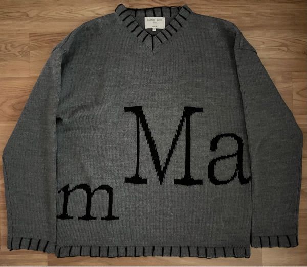 MUSINSA | MATIN KIM MATIN BIG LOGO STITCH KNIT PULLOVER IN GRAY