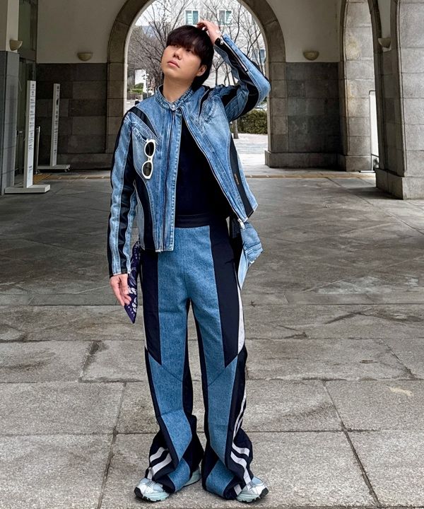 ★BADBLOOD★ Duncan Denim Racer Jacket Blue Black w-jkt23-03 Badblood Duncan Denim Racer Jacket Blue/Black – BBGSHOPHK