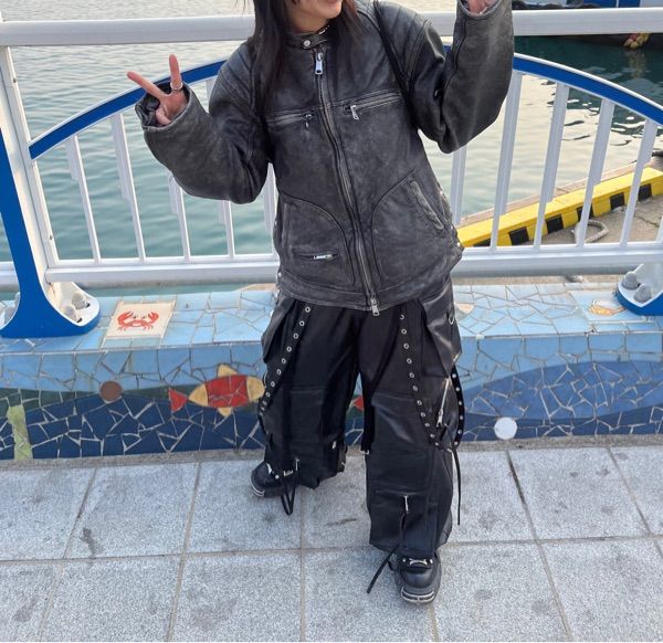 ★韓国人気★BADBLOOD★Cracked Leather Racing Jacket MUE, exclusive distributor of BADBLOOD | Cracked Leather
