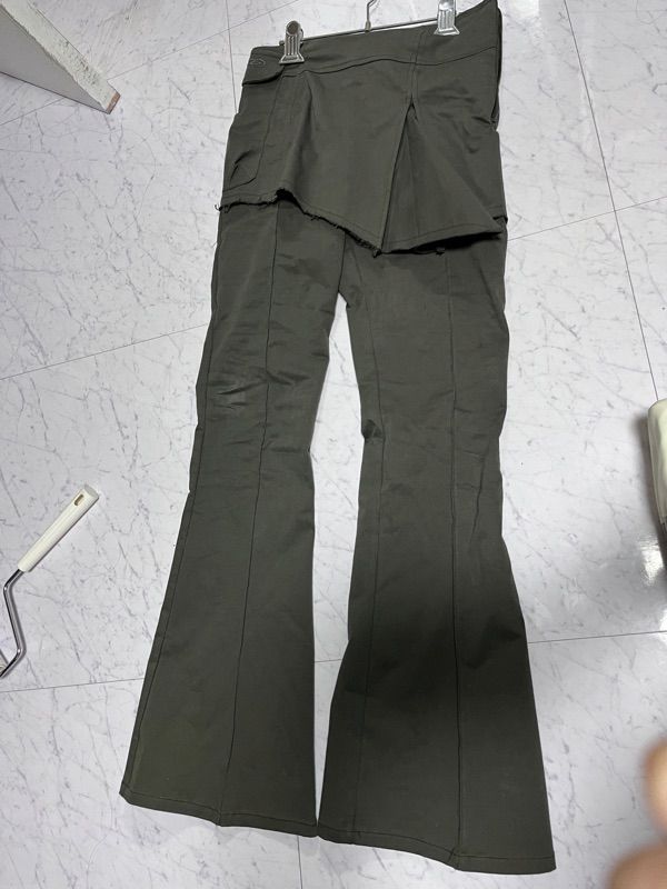 MUSINSA | HUG YOUR SKIN Flare Skirt Layered Pants (Khaki)