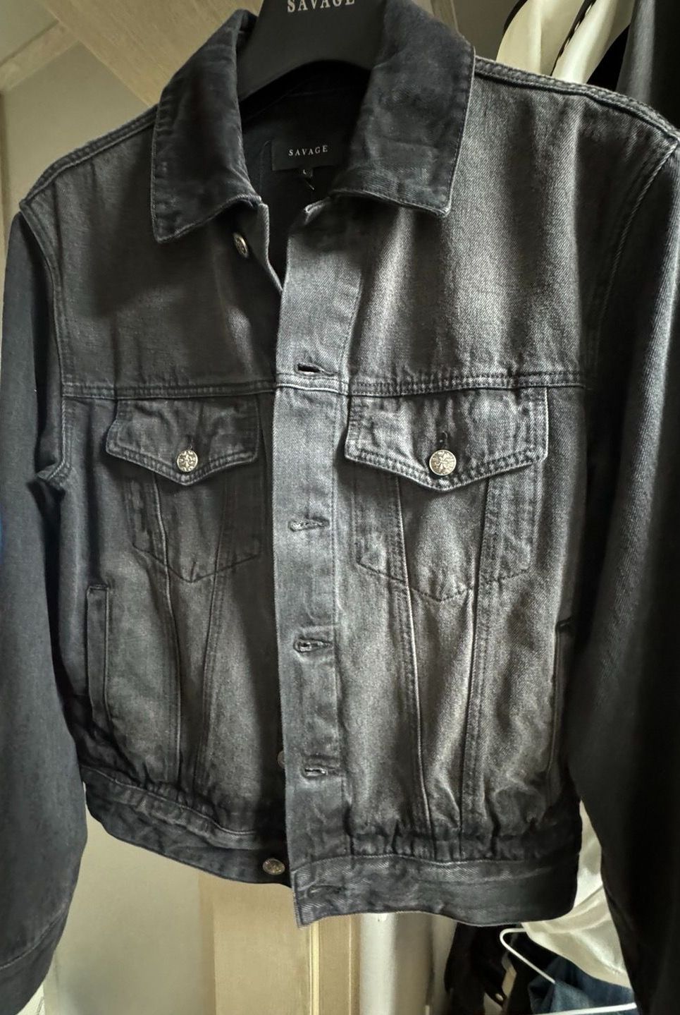 MUSINSA | SAVAGE Denim Trucker Jacket - Washed Black