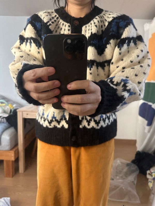 MUSINSA | GREENBUTTER Heidi Alpaca Nordic Cardigan (Ivory)