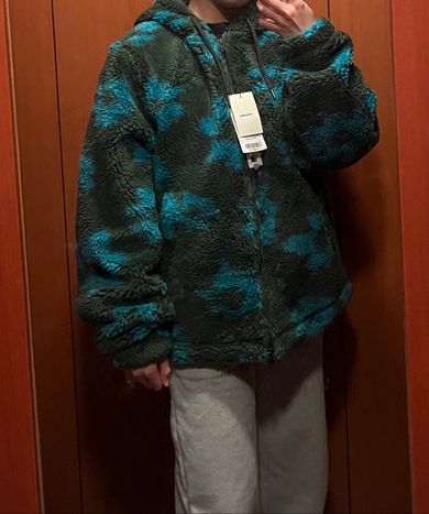 MUSINSA | Codegraphy Fleece Flower Pattern Hoodie Zip-Up_Green