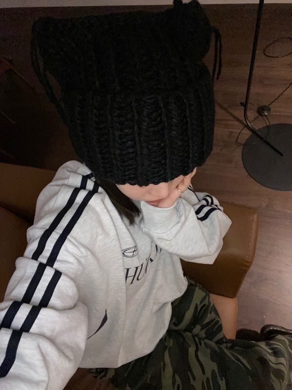 MUSINSA公式 | PLZPROJECT PUSSYCAT KNIT HAT, BLACK