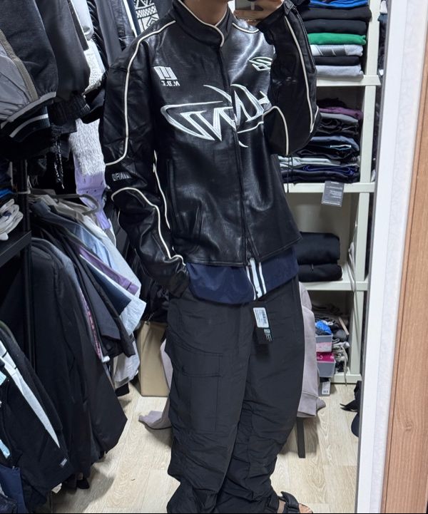 本日限定値下げ！ 希少美品レーシングジャケット NOT4NERDレザージャケット MUSINSA公式 | NOT4NERD Leather ver. Tribal Logo Racing Jacket - Black