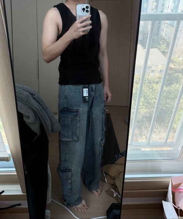MUSINSA公式 | NOT4NERD Dirty Wash Multi Cargo Denim Pants - Deep Blue