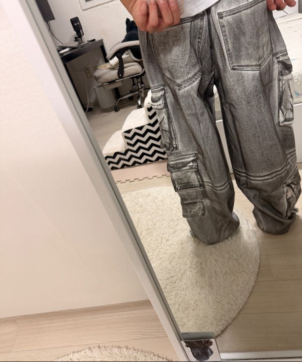 MUSINSA | NOT4NERD Dirty Wash Multi Cargo Denim Pants - White