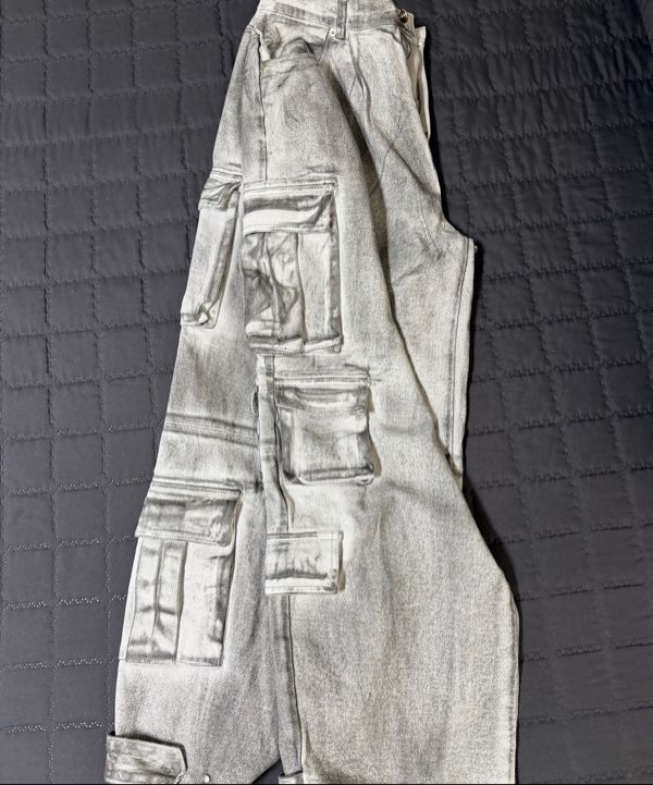 MUSINSA公式 | NOT4NERD Dirty Wash Multi Cargo Denim Pants - White