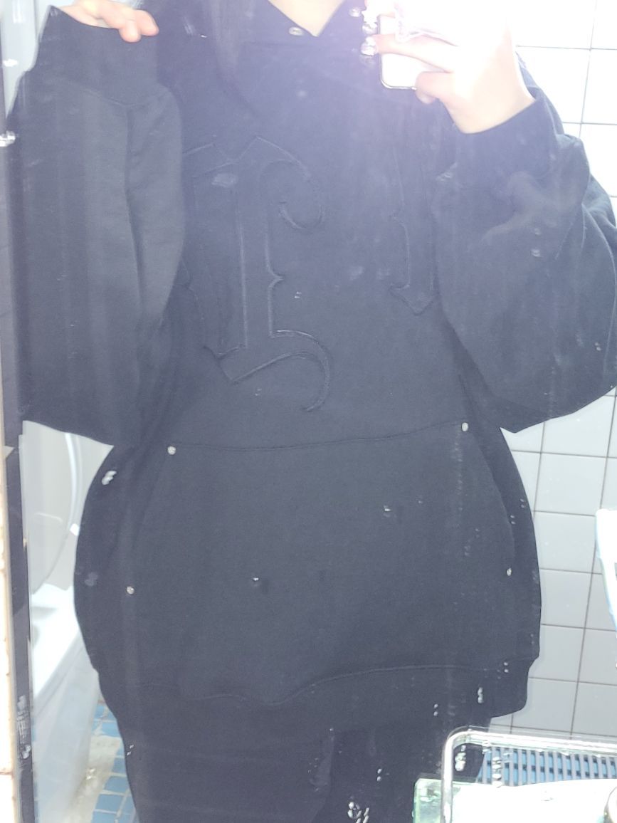 ★HOODHOOD★ HD logo applique overfit hood black MUSINSA | HOODHOOD [SET] HD Logo Applique Overfit Hoodie +