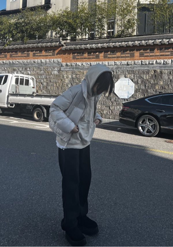 MUSINSA公式 | HOODHOOD HD logo applique overfit hood ivory