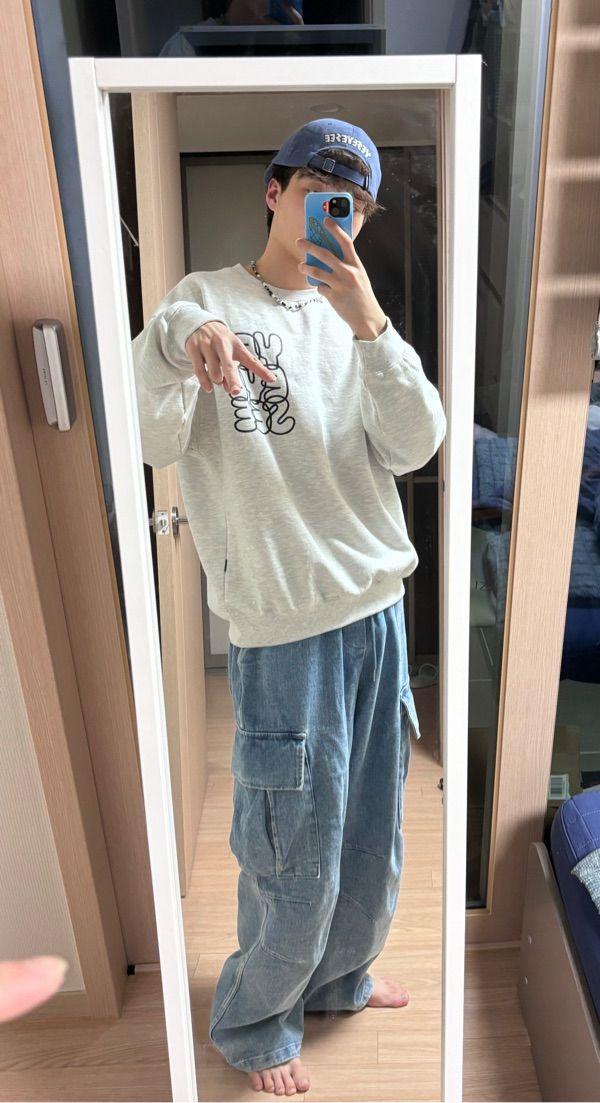 MUSINSA | SK8ER ROCK Dart Cargo Wide Denim Pants light blue