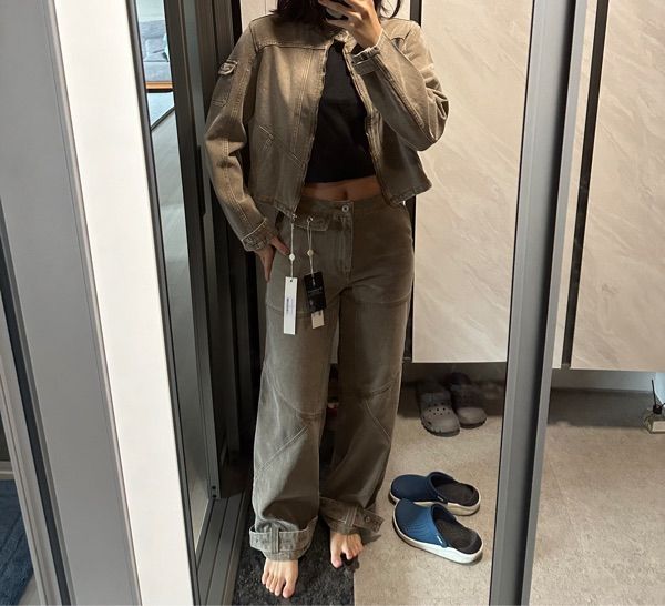 ★GLOWNY★BONES DENIM PANTS (KHAKI BROWN)★正規品/直送料込 ☆GLOWNY☆BONES DENIM PANTS (KHAKI BROWN)☆正規品/直送料込