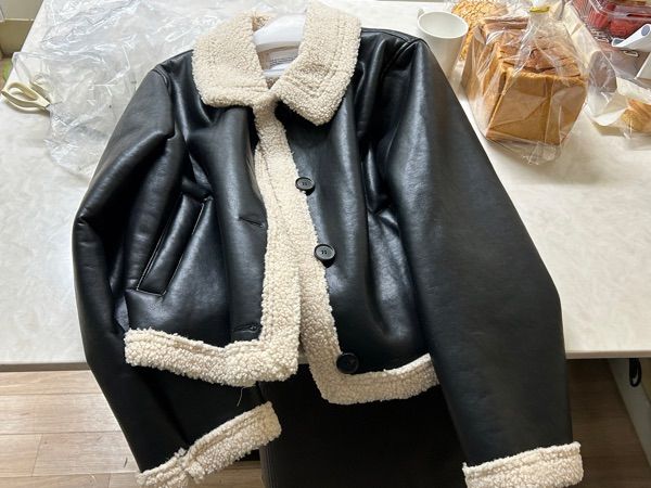 MUSINSA公式 | PLACE STUDIO Leather Overfit Fleece Button Mustang