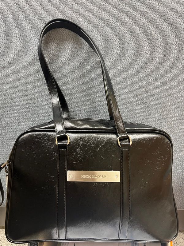 MUSINSA | NICK&NICOLE CRYSTAL LEATHER BOSTON BAG_BLACK