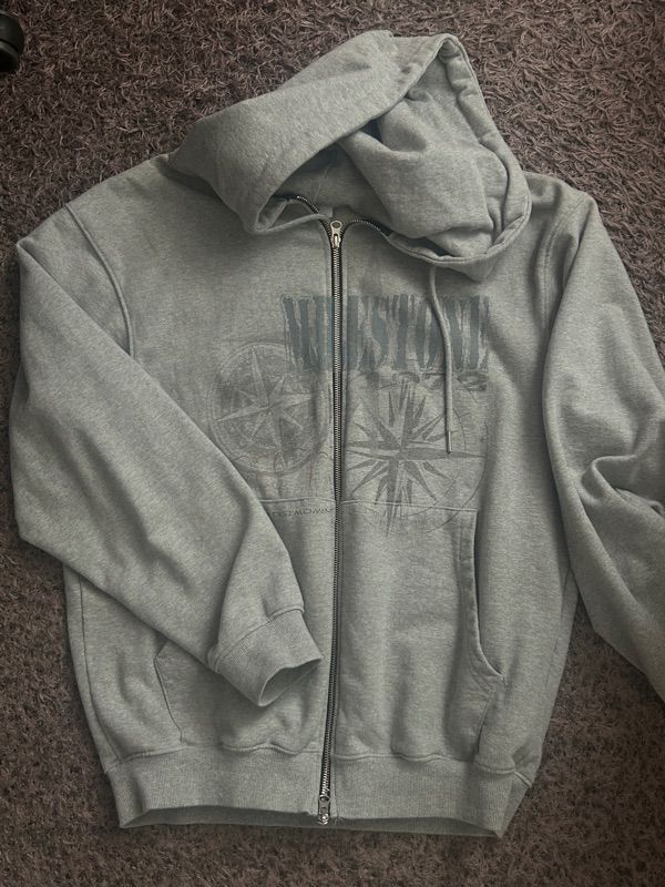 MUSINSA公式 | THE COLDEST MOMENT TCM milestone hooded zip-up (grey)