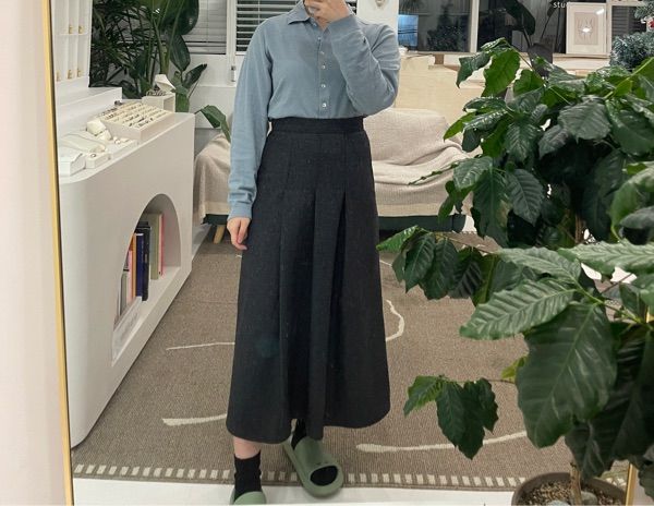 スカート KOLEAT Wool herringbone pleated long skirt charcoal gray win MUSINSA | KOLEAT Wool herringbone pleated long skirt