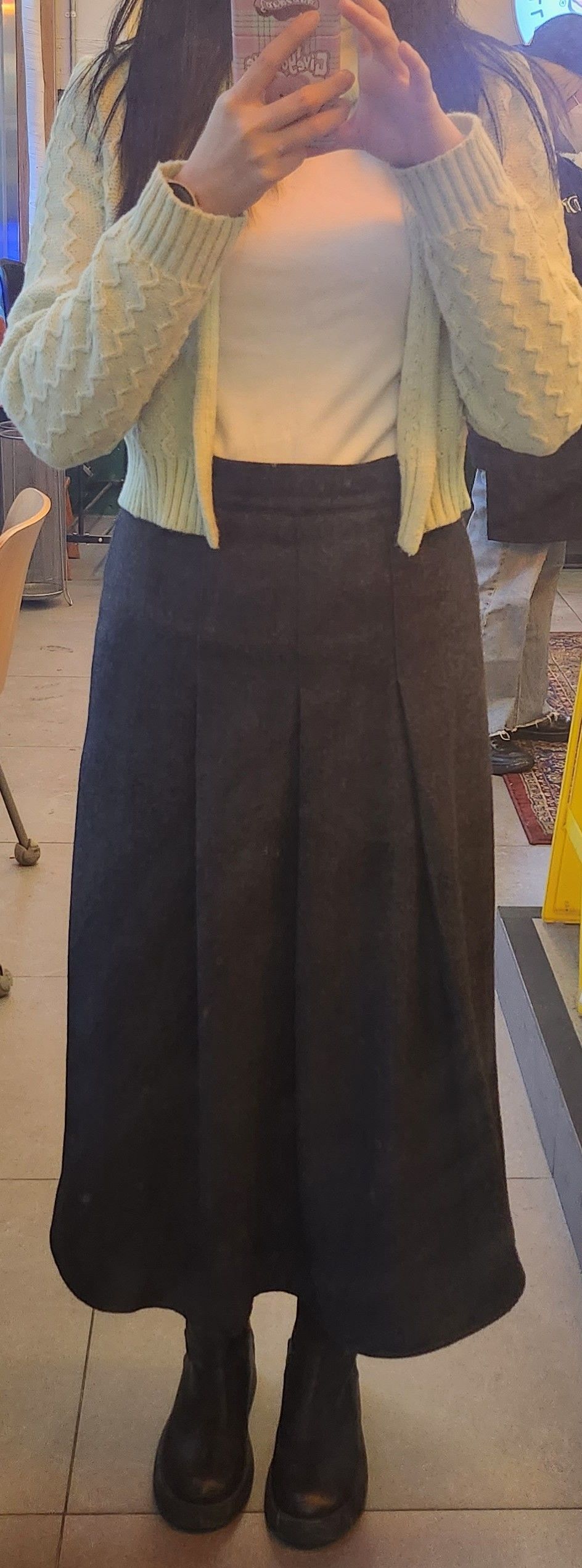 スカート KOLEAT Wool herringbone pleated long skirt charcoal gray win MUSINSA | KOLEAT Wool herringbone pleated long skirt