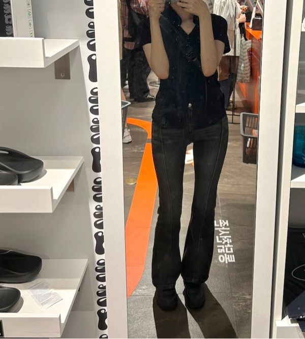 MUSINSA | DARLING, YOU'RE BAD ROSE BOOTS CUT DENIM # BLACK