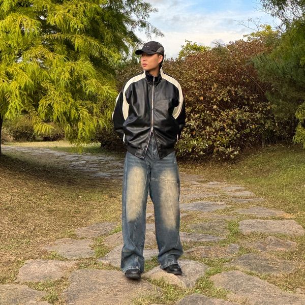 ★OY★VEGAN LEATHER W.L.B.B JACKET-GREEN★正規品/直送料込 OY (오와이) Ι OPENYARD