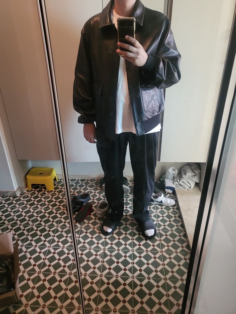 MUSINSA | ANOTHER OFFICE Lambskin A2 Flight Jacket (Nappa-Black)