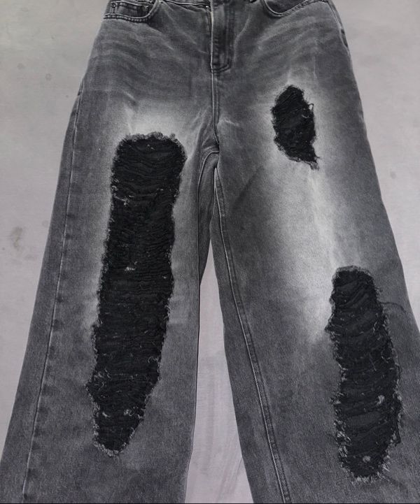 MUSINSA | TREEMINGBIRD Scratch Damage Denim Pants [ Black ]