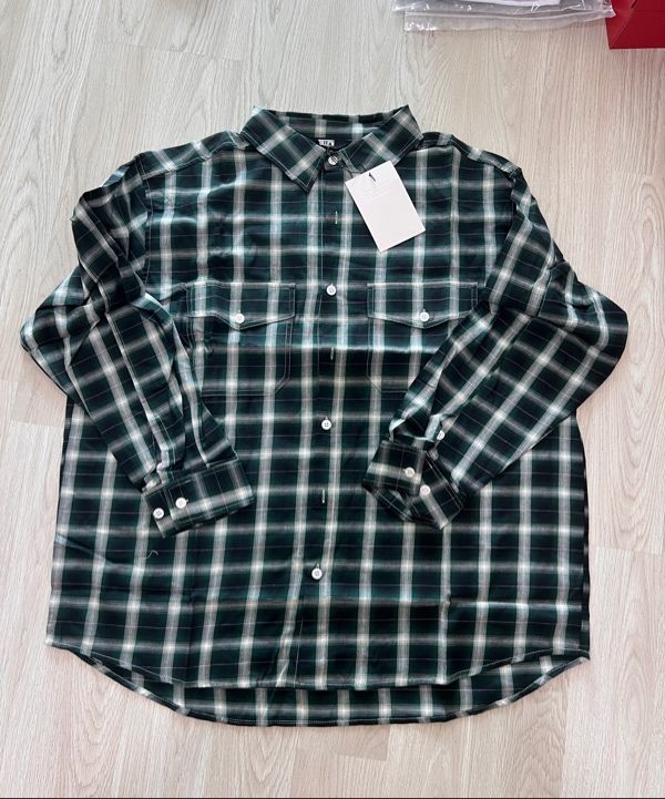 MUSINSA公式 | TRILLION Two pocket ombre check shirt (BLUE)