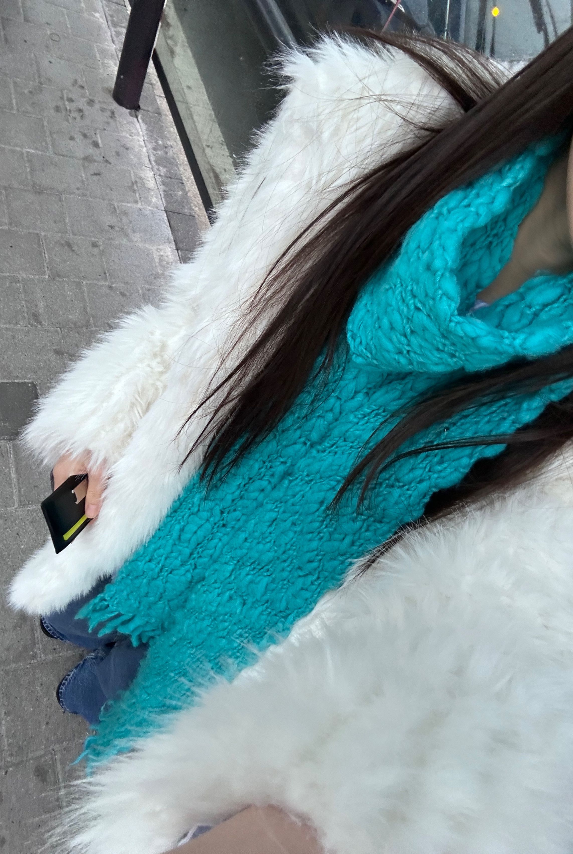 MUSINSA | PARTIMENTO WOMEN Hairy high neck fur coat_mix ivory