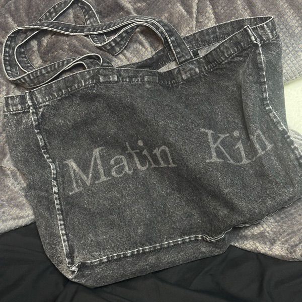 MUSINSA公式 | MATIN KIM MATIN WASHED DENIM TOTE BAG IN DARK GRAY