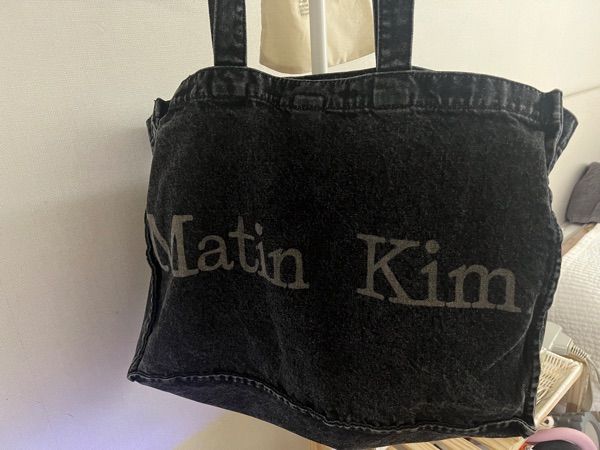 MUSINSA公式 | MATIN KIM MATIN WASHED DENIM TOTE BAG IN DARK GRAY