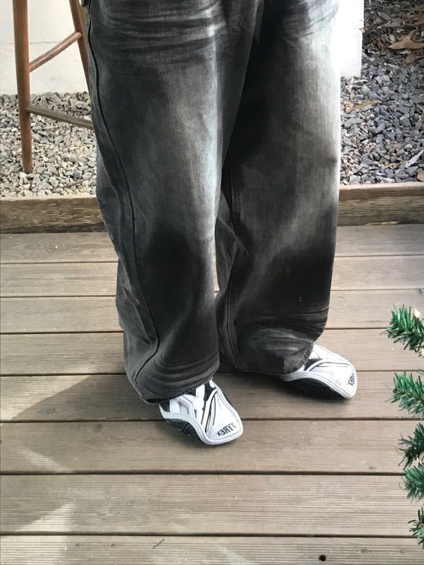 ★TRILLION★ Dirty brush washed wide denim pants LIGHT GRAY MUSINSA | TRILLION Dirty brush washed wide denim pants