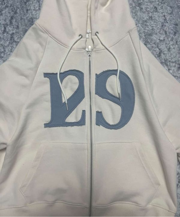 MUSINSA | ILLIGO 129 Logo Patch Hooded Zip-Up Cream