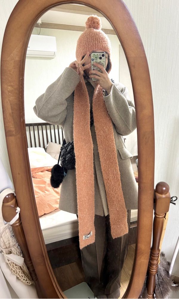 MUSINSA公式 | FUNFROMFUN BOUCLE BALACLAVA MUFFLER, APRICOT
