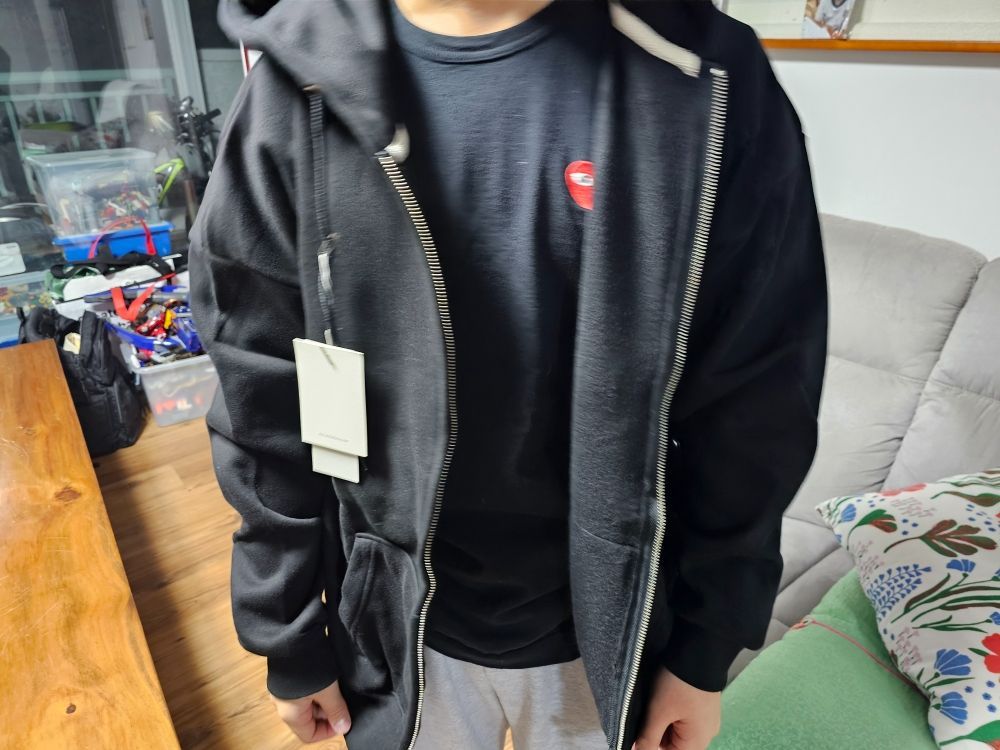 MUSINSA | AMBLER Twinlook bear overfit fleece zip-up hooded