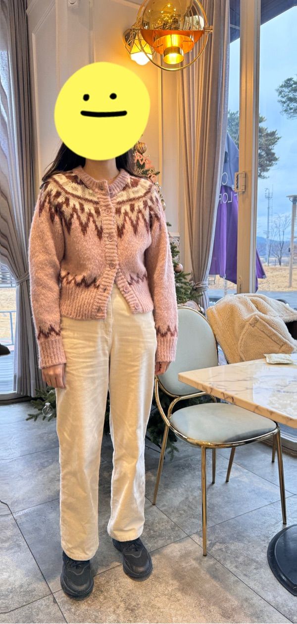 MUSINSA | RE L Lodge nordic knit cardigan (pink)