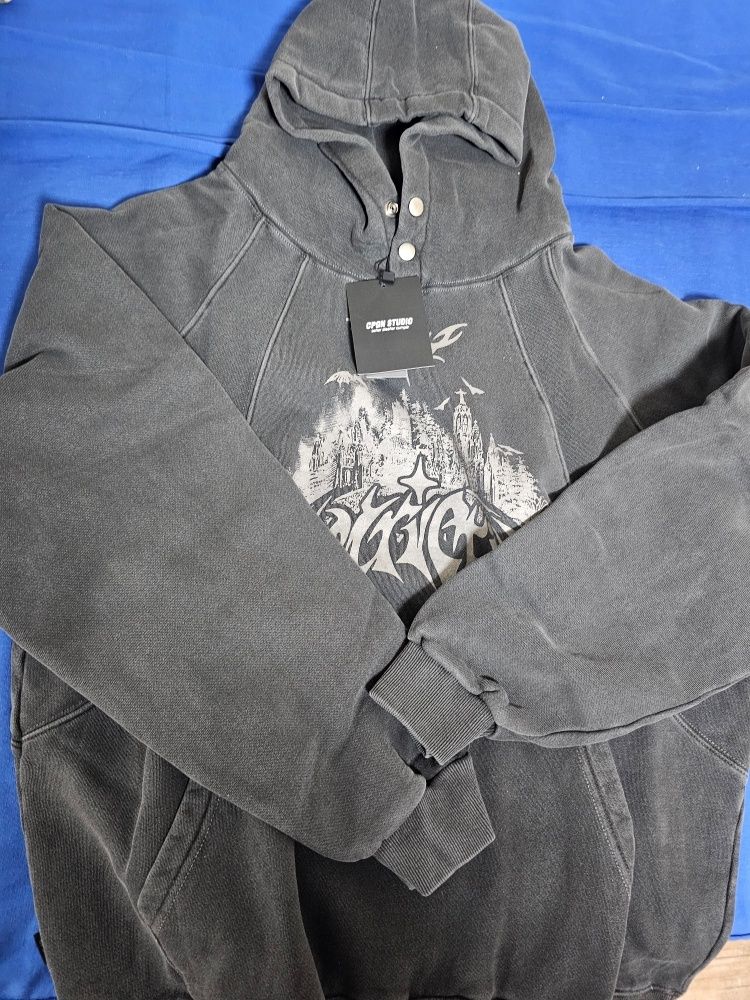 MUSINSA | CPGN STUDIO Restriction Pigment Snap Hoodie Smoke